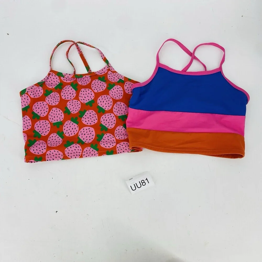 Lot of 2 Hanna Andersson Longline Swim Tops Girls US 12 150 cm Strawberry Stripe